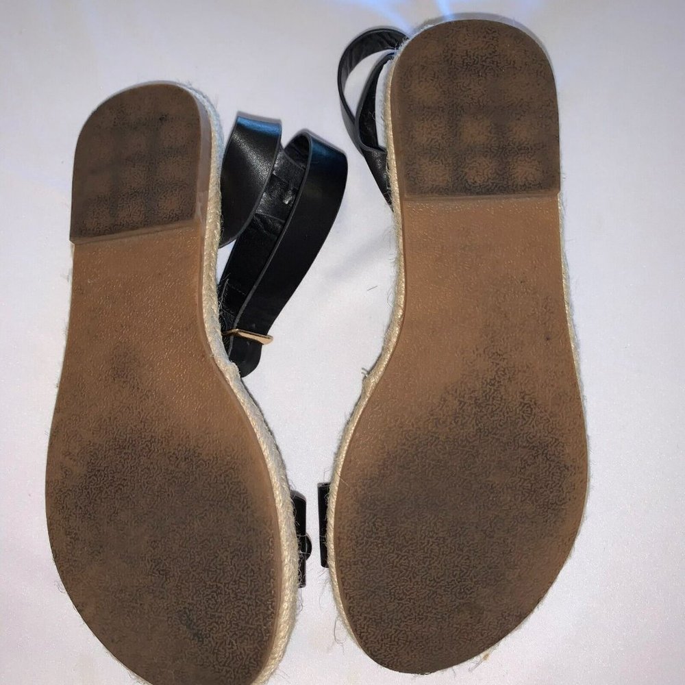 Lily Morgan Womens Ankle Strap Espadrille Sandals with Pearl Accent Black Size 7 - Picture 4 of 11